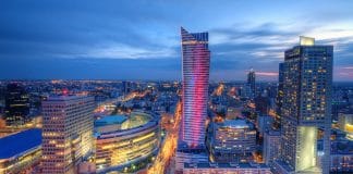 Warszawa wieczorna panorama miasta