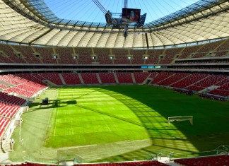 Stadion Narodowy w Warszawie_widok z części biurowej na terenie obiektu