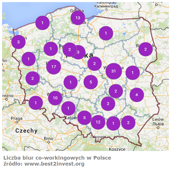 Coraz więcej biur coworkingowych w Polsce