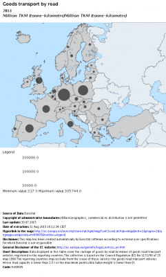 Eurostat Mapa Liczba transportowanych towarów (w tonokilometrach)