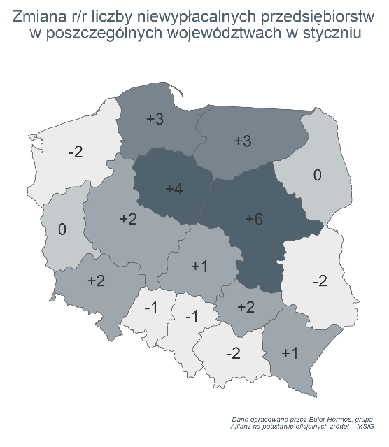 w styczniu liczba niewypłacalności polskich firm wciąż rosła w tempie dwucyfrowym 2