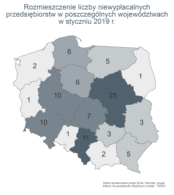 w styczniu liczba niewypłacalności polskich firm wciąż rosła w tempie dwucyfrowym