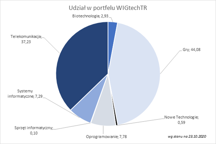Struktura portfela WIGtechTR według sektorów