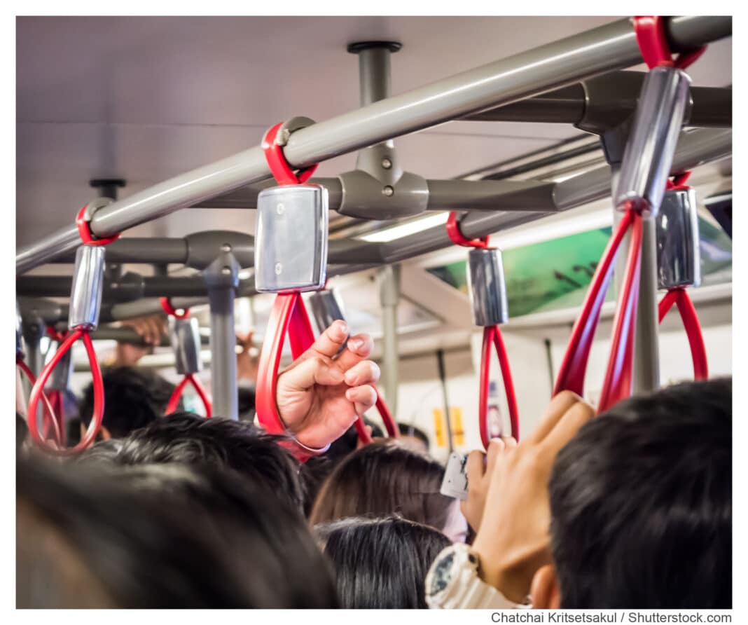 Crowded people in the mass public transportation