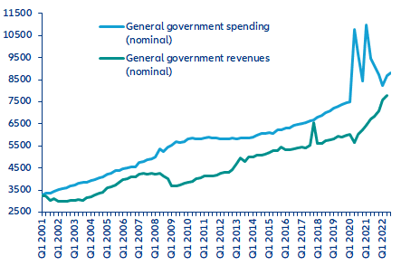 Wydatki i dochody sektora instytucji rządowych i samorządowych