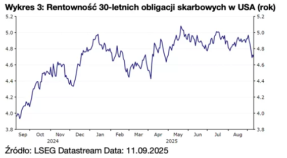 Wykres 3: Rentowność 30-letnich obligacji skarbowych w USA (rok)