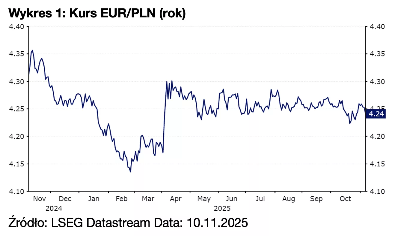 Wykres 1: Kurs EUR/PLN (rok)