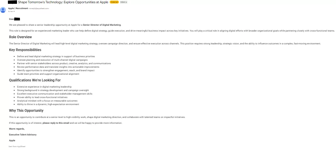 Mail Phishing rekrutacyjny